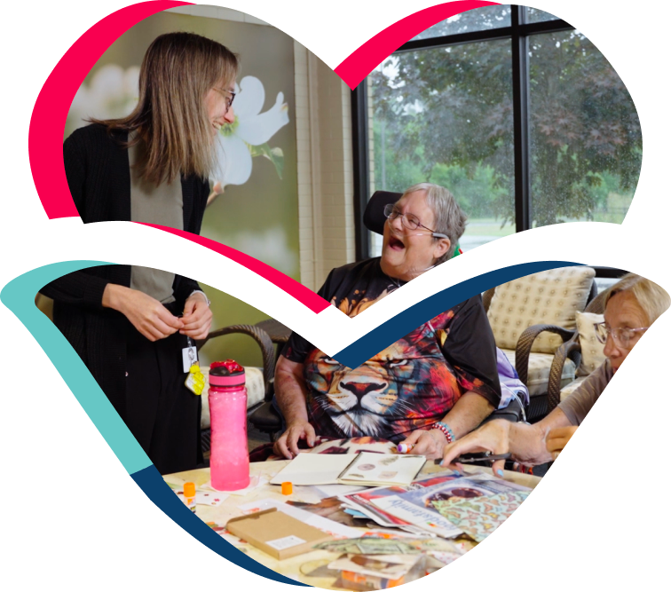 Caring moments between staff and residents at Monroe Springs Rehab